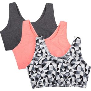 Fruit of The Loom Women’s Multi-Pack Tank Top Style Sports Bra(Kaleidescope/Charcoal Black/Punchy Peach)