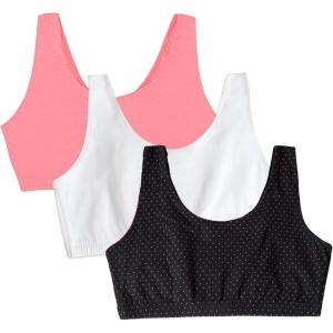 Fruit of The Loom Women’s Multi-Pack Tank Top Style Sports Bra(Pin Dot/Popsicle P/ White 86ck)