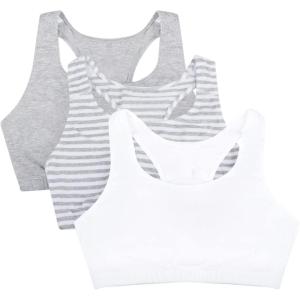 Fruit of The Loom Women’s Multi-Pack Tank Top Style Sports Bra(Skinny Stripe/White/Heather Grey)