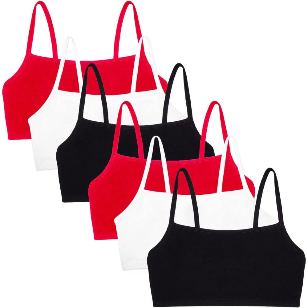 imageFruit of The Loom Womens Spaghetti Strap Cotton Sports Bra AllDay Comfort ampamp Easy MovementBlack HueBlack HueWhiteWhiteRed HotRed Hot