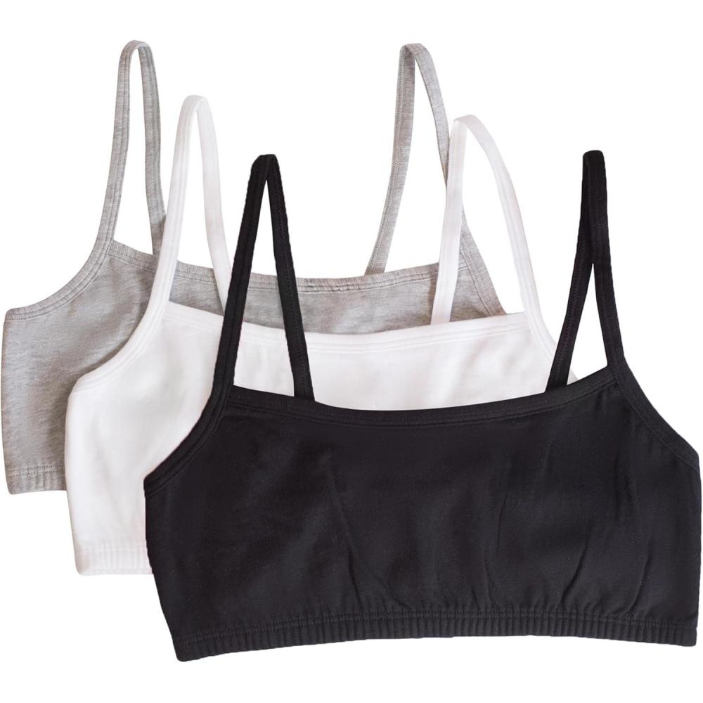 imageFruit of The Loom Womens Spaghetti Strap Cotton Sports Bra AllDay Comfort ampamp Easy MovementBlackWhiteHeather Grey
