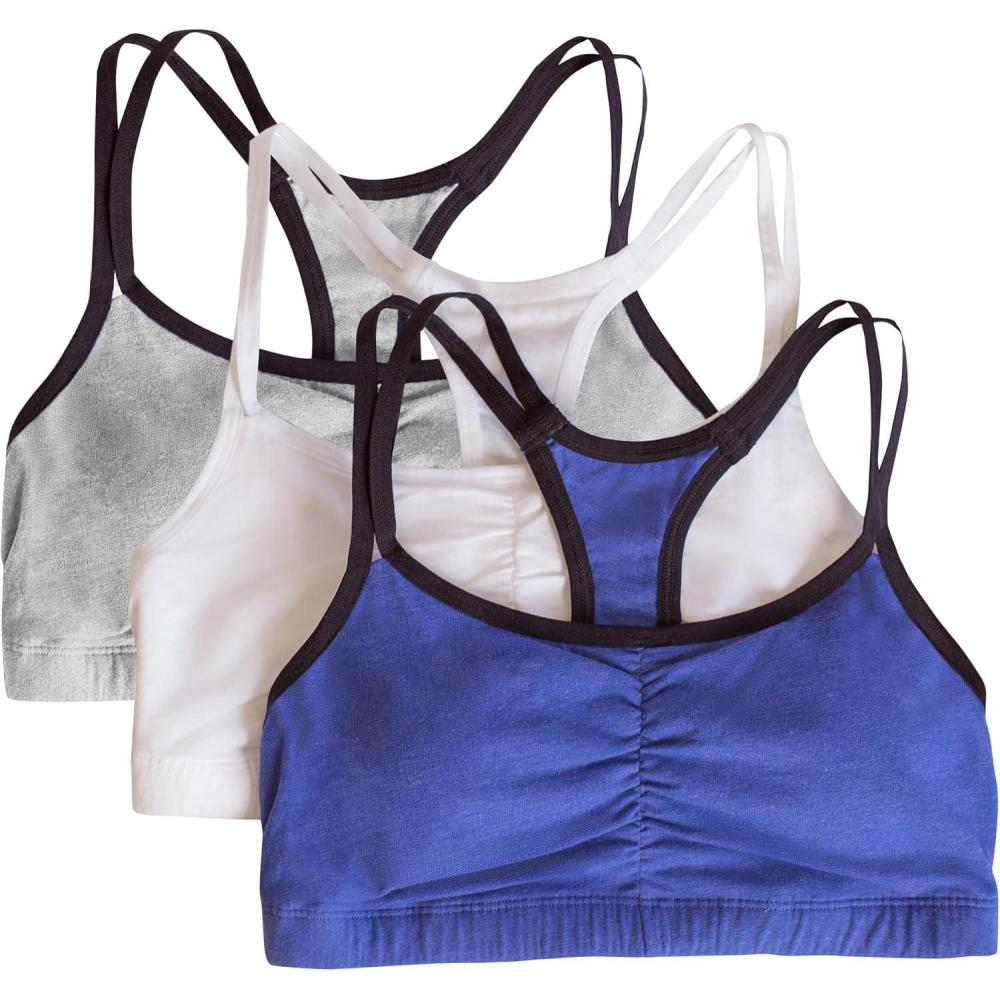 imageFruit of The Loom Womens Spaghetti Strap Cotton Sports Bra AllDay Comfort ampamp Easy MovementNavy HeatherWhiteGrey Heather