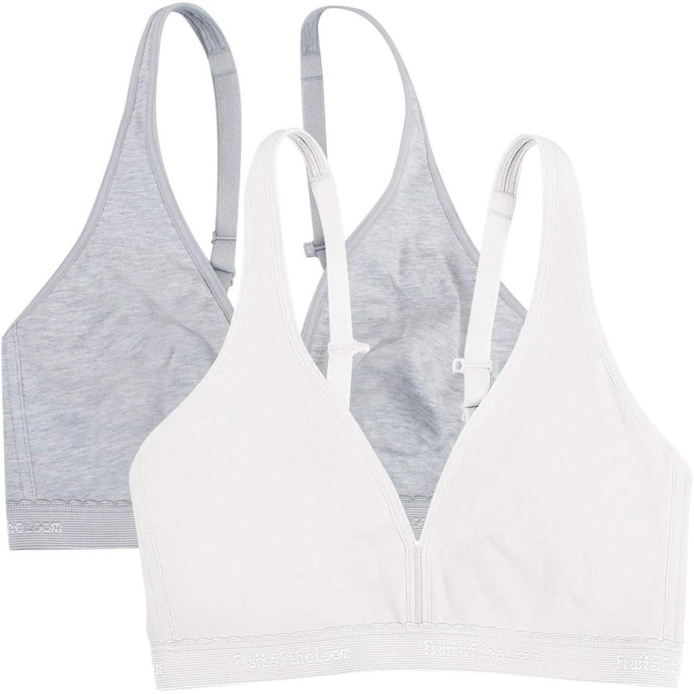 imageFruit of the Loom womens Wirefree Cotton BraletteHeather GreyWhite