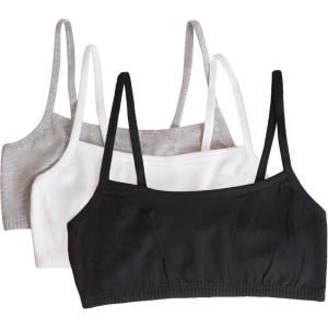 Fruit of The Loom Womens Spaghetti Strap Cotton Sports Bra – All-Day Comfort & Easy Movement(Black/White/Heather Grey)