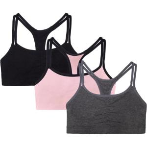 Fruit of The Loom Womens Spaghetti Strap Cotton Sports Bra – All-Day Comfort & Easy Movement(Blushing Rose With Black/Charcoal/Black)