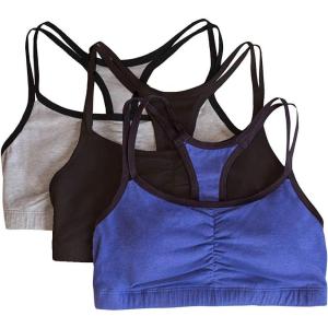 Fruit of The Loom Womens Spaghetti Strap Cotton Sports Bra – All-Day Comfort & Easy Movement(Grey Heather/Navy Heather/Black)