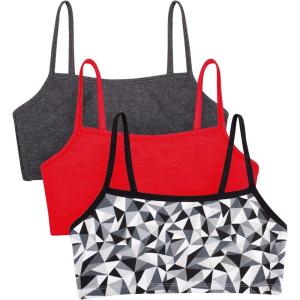 Fruit of The Loom Womens Spaghetti Strap Cotton Sports Bra – All-Day Comfort & Easy Movement(Kaleidoscope/Charcoal/Red Hot)