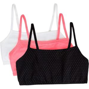 Fruit of The Loom Womens Spaghetti Strap Cotton Sports Bra – All-Day Comfort & Easy Movement(Pin Dot/Popsicle Pink/White)