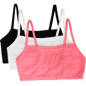 Fruit of The Loom Womens Spaghetti Strap Cotton Sports Bra – All-Day Comfort & Easy Movement(Popsicle Pink/White/Black Hue)