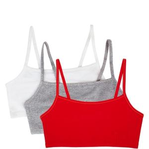 Fruit of The Loom Womens Spaghetti Strap Cotton Sports Bra – All-Day Comfort & Easy Movement(Red Hot/White/Grey Heather)