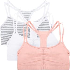 Fruit of The Loom Womens Spaghetti Strap Cotton Sports Bra – All-Day Comfort & Easy Movement(Skinny Stripe/White/Blushing Rose)