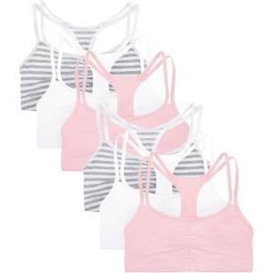Fruit of The Loom Womens Spaghetti Strap Cotton Sports Bra – All-Day Comfort & Easy Movement(Stripe/Stripe/White/White/Blush/Blush)
