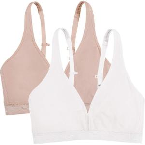 Fruit of the Loom womens Wirefree Cotton Bralette(Sand/White)