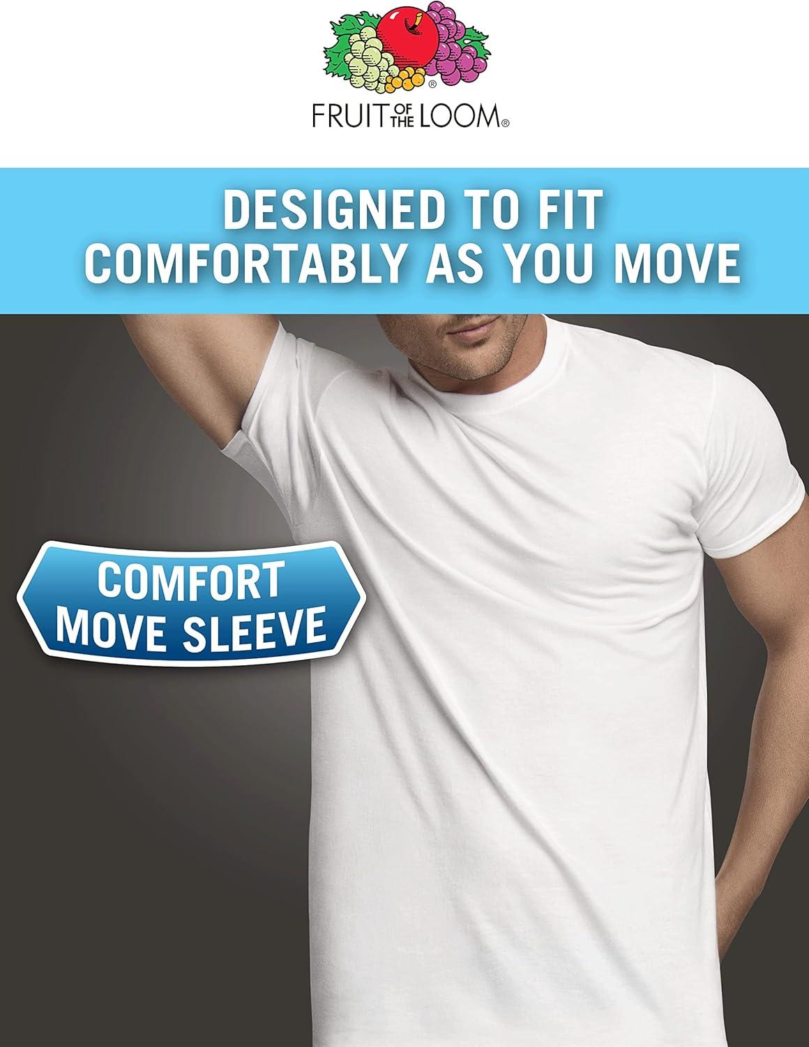 imageFruit of The Loom Mens Crew Tee Undershirts Moisture Wicking amp Tag Free Also Available in Big amp TallBig Man White 6 Pack