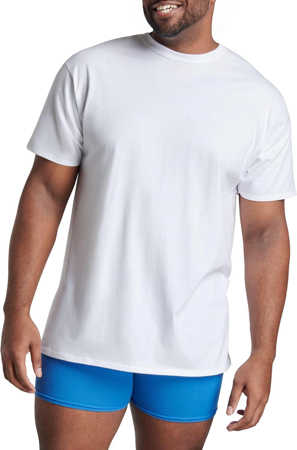 imageFruit of The Loom Mens Crew Tee Undershirts Moisture Wicking amp Tag Free Also Available in Big amp TallTall Man White 6 Pack