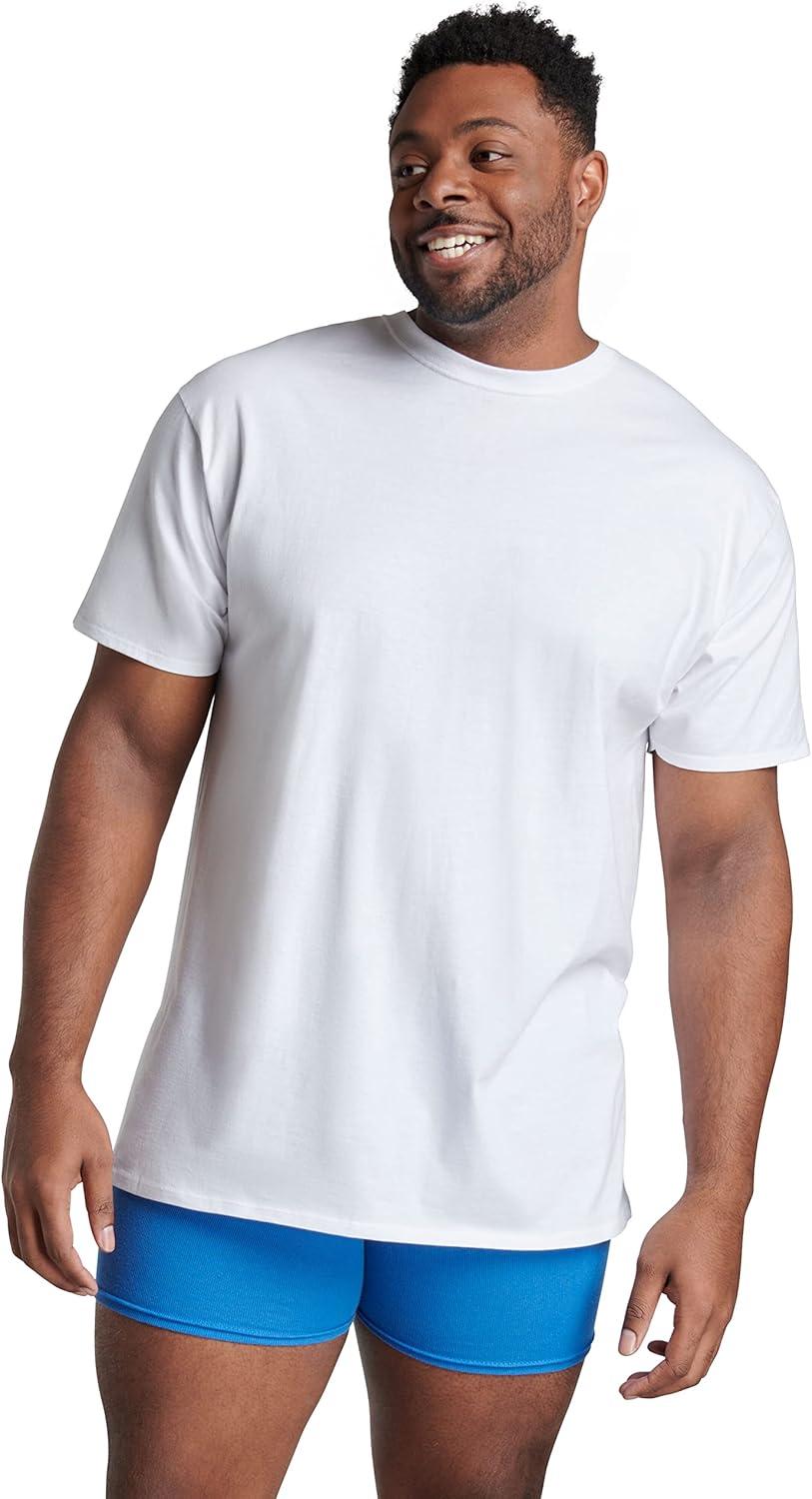 imageFruit of The Loom Mens Crew Tee Undershirts Moisture Wicking amp Tag Free Also Available in Big amp TallTall Man White 6 Pack