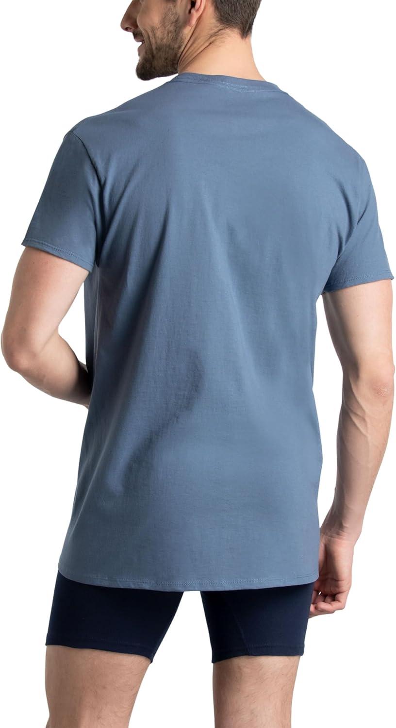 imageFruit of The Loom Mens Pocket Tee Undershirts Moisture Wicking amp Tag Free Short Sleeve Pocket TShirtsAssorted Blues  6 Pack  Pocket