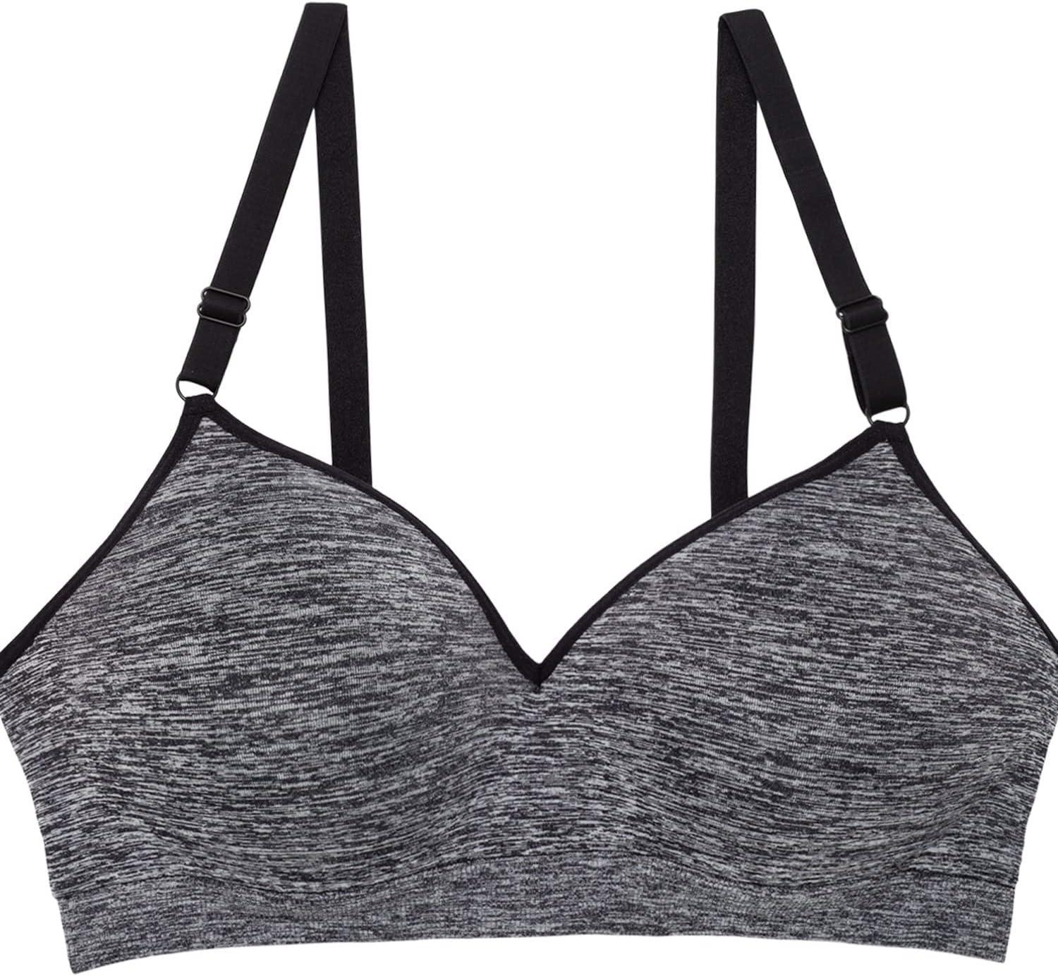 imageFruit of The Loom Womens 2Pack Seamless WireFree PushUp Bra Soft Comfortable amp SupportiveCharcoal Heather