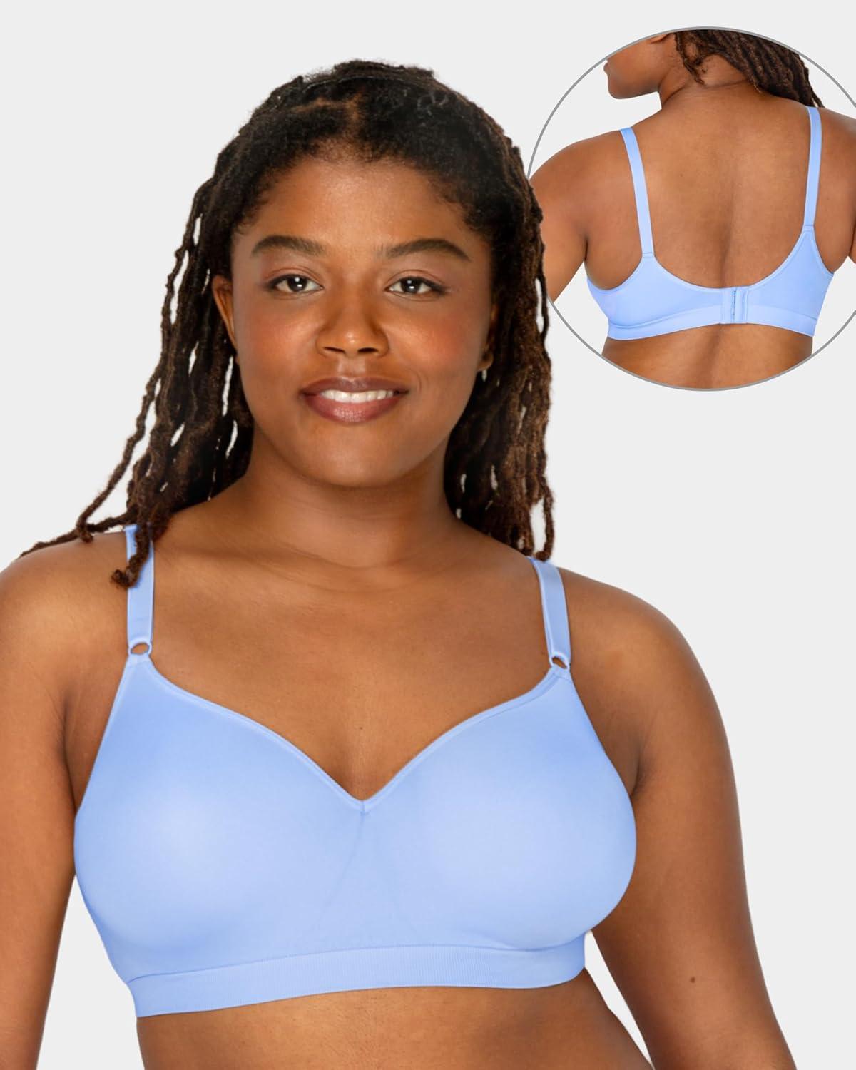 imageFruit of The Loom Womens 2Pack Seamless WireFree PushUp Bra Soft Comfortable amp SupportiveDeja BlueGrey Heather