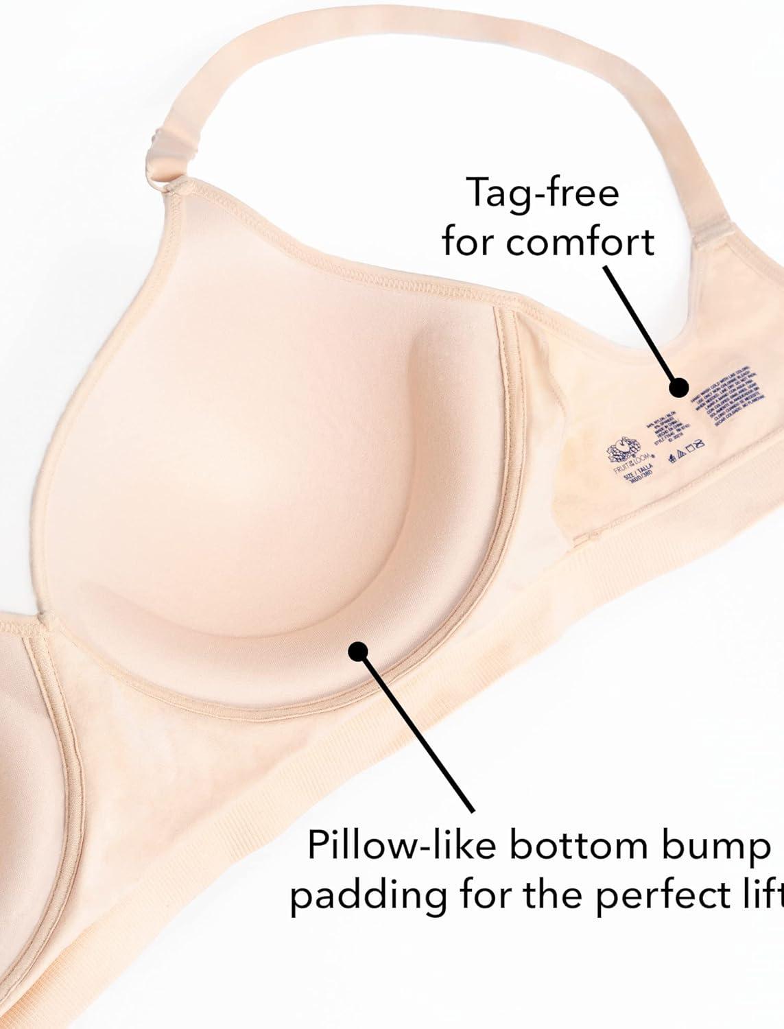imageFruit of The Loom Womens 2Pack Seamless WireFree PushUp Bra Soft Comfortable amp SupportiveWhite