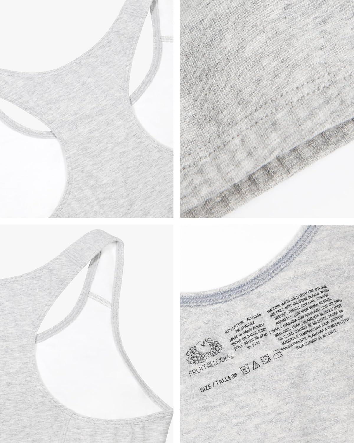 imageFruit of The Loom Womens MultiPack Tank Top Style Sports BraSkinny StripWhiteGrey Heather