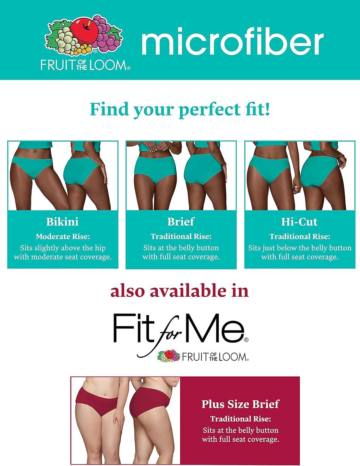 imageFruit of the Loom Womens Lightweight Microfiber Underwear Smooth Under Clothes Available in Plus SizePlus Size Brief 10 Pack BlackWhitePurple