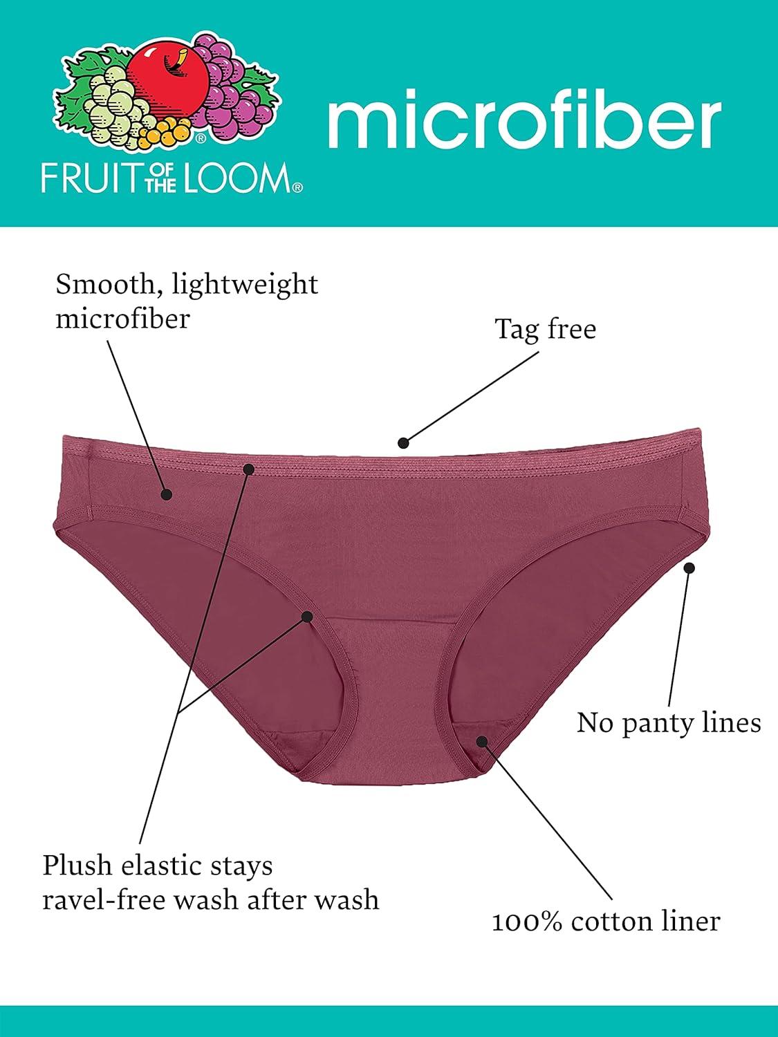 imageFruit of the Loom Womens Lightweight Microfiber Underwear Smooth Under Clothes Available in Plus SizePlus Size Brief 10 Pack BlackWhitePurple