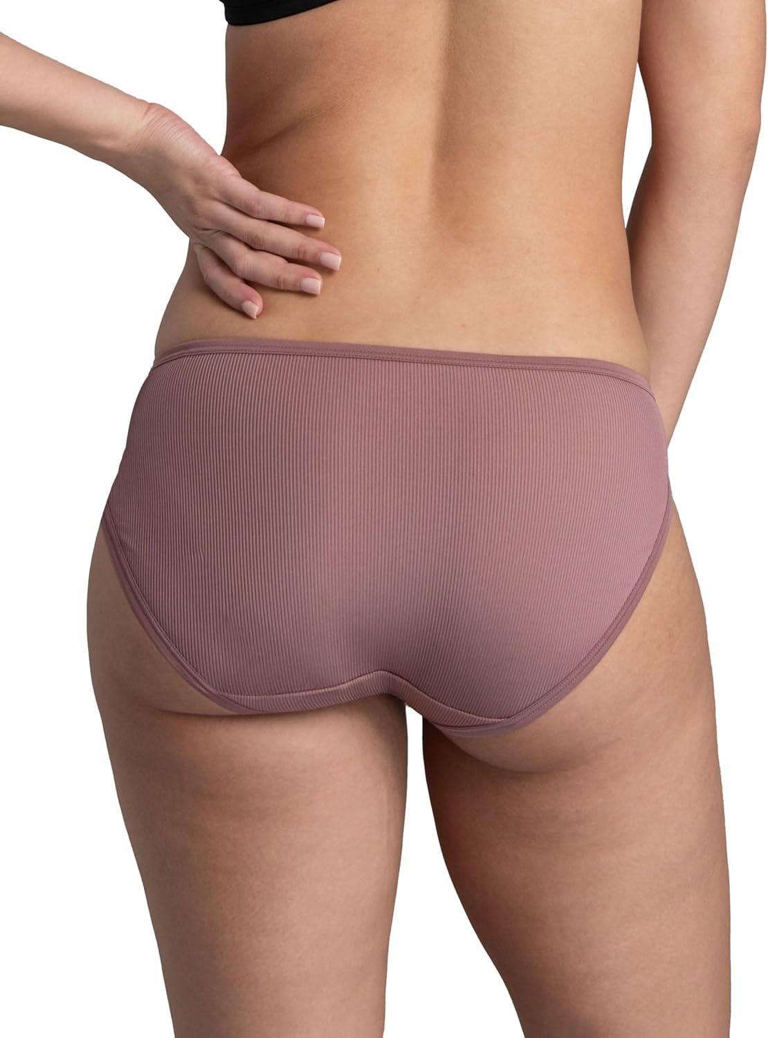 imageFruit of the Loom Womens Lightweight Microfiber Underwear Smooth Under Clothes Available in Plus SizeRibbed Bikini 6 Pack Colors May Vary