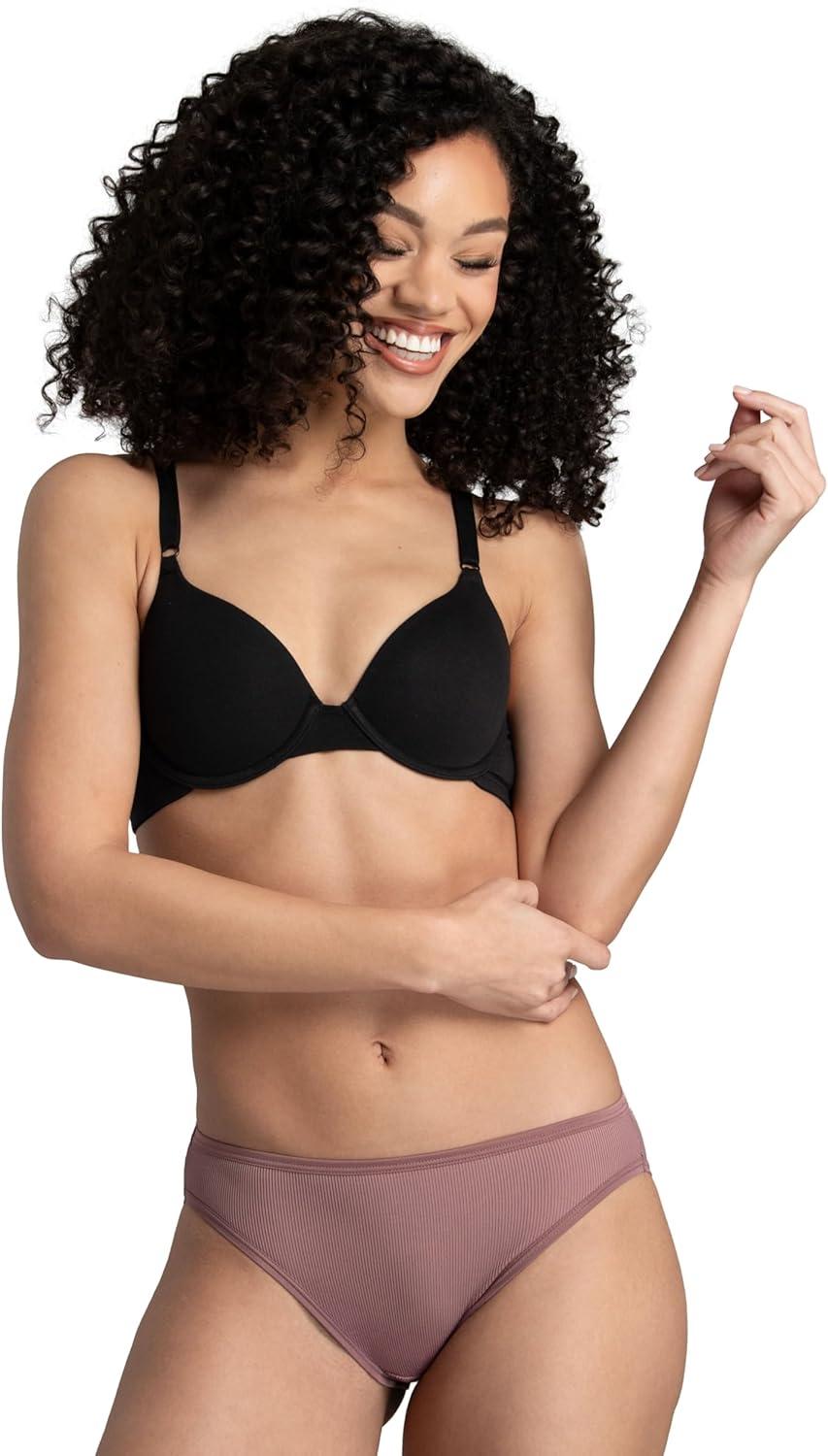 imageFruit of the Loom Womens Lightweight Microfiber Underwear Smooth Under Clothes Available in Plus SizeRibbed Bikini 6 Pack Colors May Vary