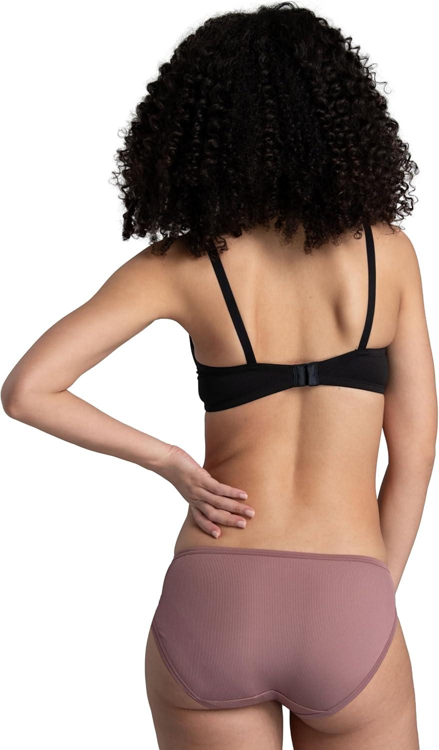 imageFruit of the Loom Womens Lightweight Microfiber Underwear Smooth Under Clothes Available in Plus SizeRibbed Bikini 6 Pack Colors May Vary