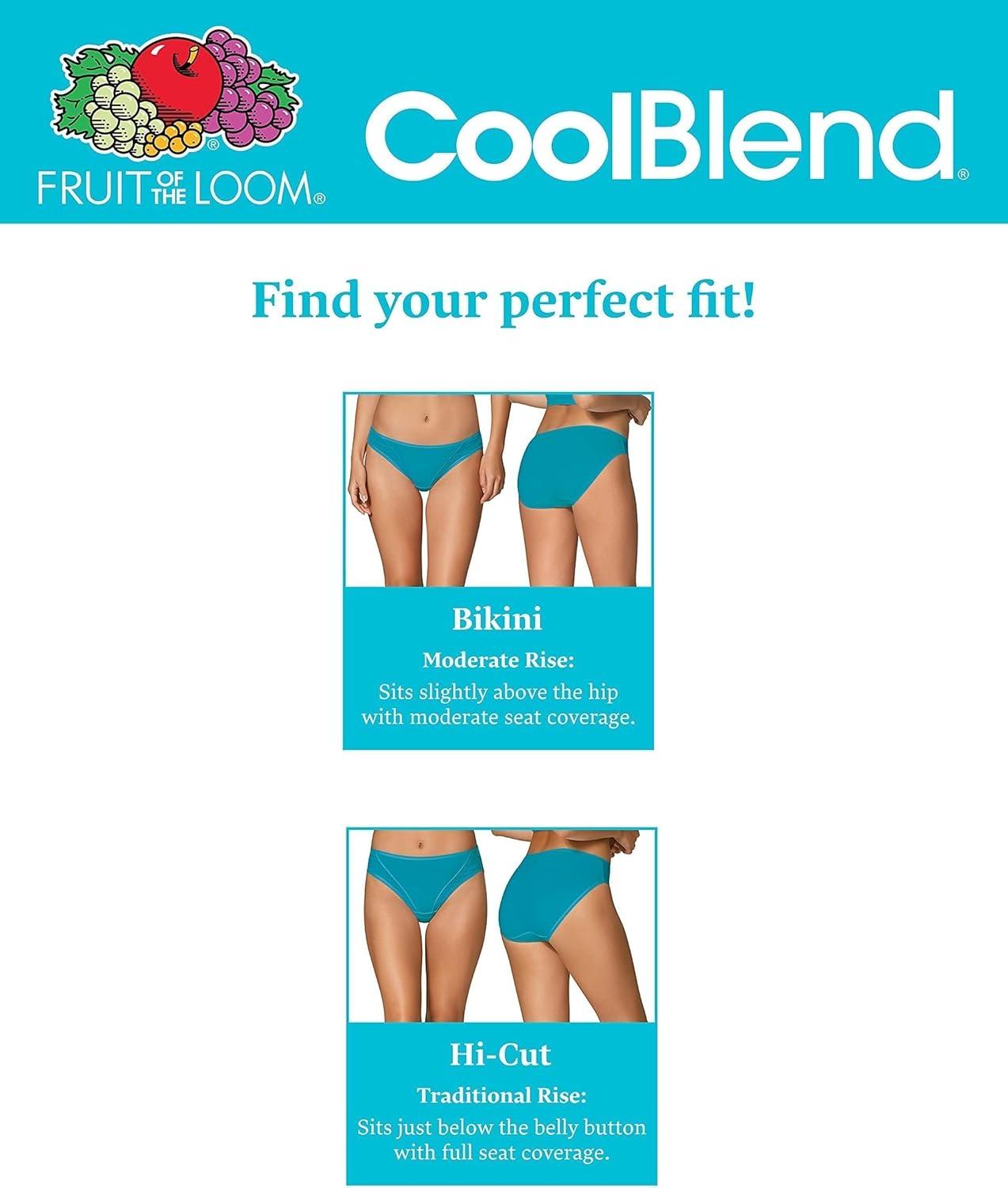 imageFruit of the Loom womens Breathable Underwear Moisture Wicking Keeps You Cool amp Comfortable Available in Plus SizeCoolblend Hi Cut 4 Pack Colors May Vary