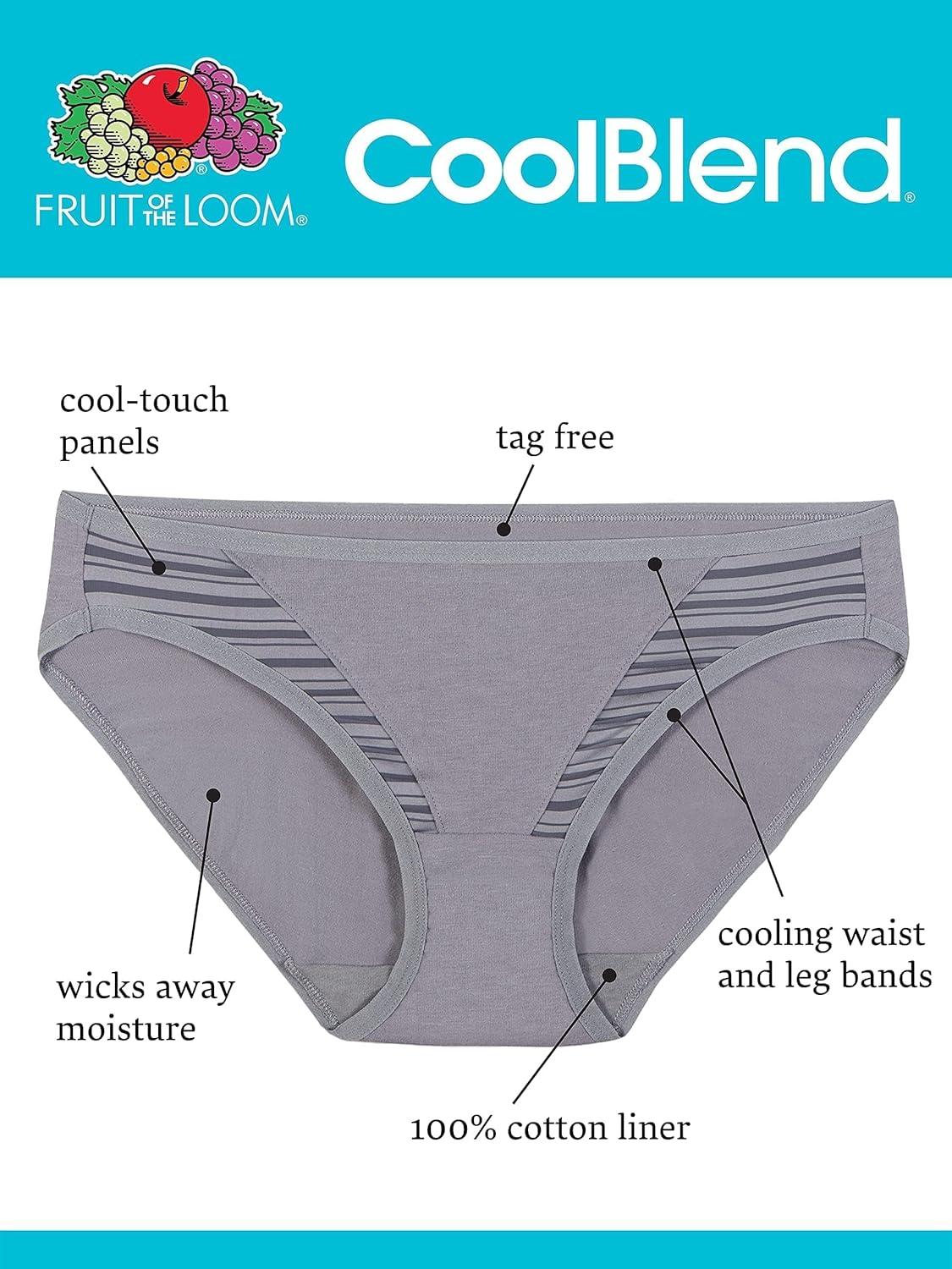 imageFruit of the Loom womens Breathable Underwear Moisture Wicking Keeps You Cool amp Comfortable Available in Plus SizeCoolblend Hi Cut 4 Pack Colors May Vary