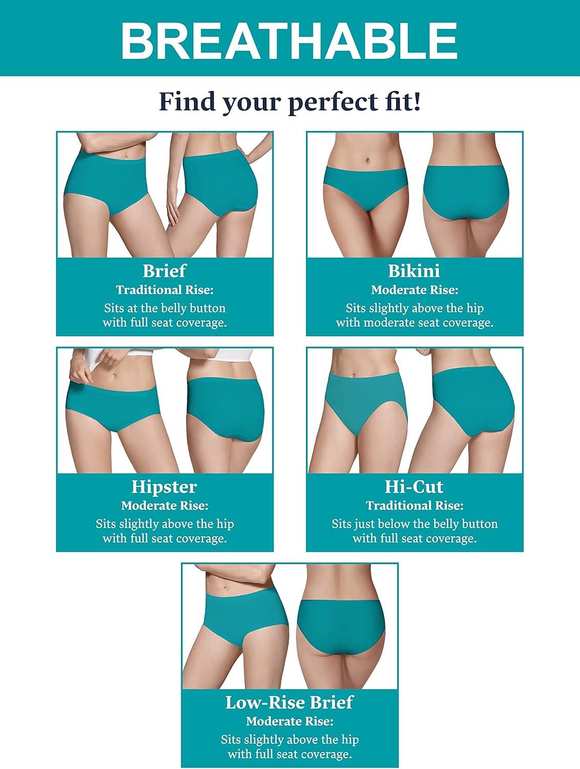 imageFruit of the Loom womens Breathable Underwear Moisture Wicking Keeps You Cool amp Comfortable Available in Plus SizeCooling Stripes Bikini 6 Pack Colors May Vary