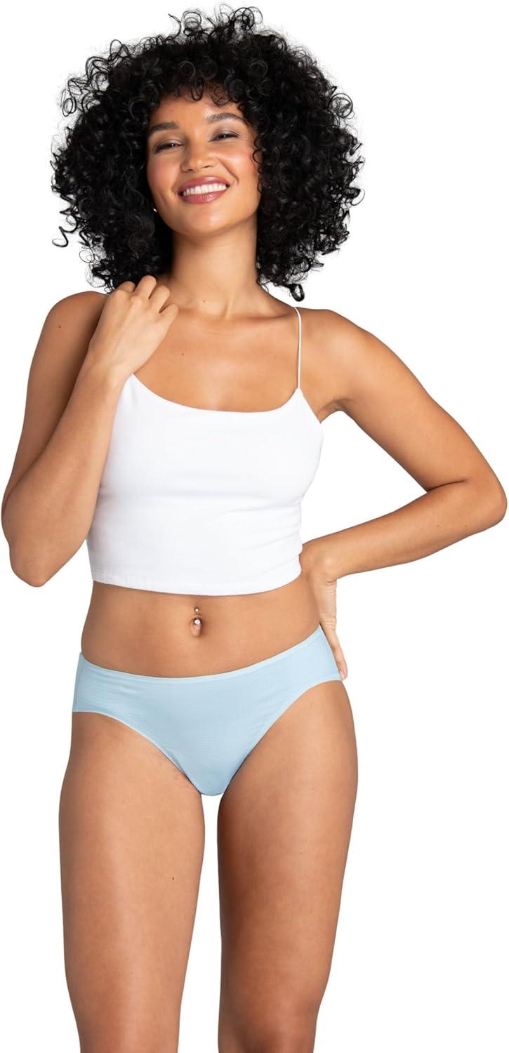 imageFruit of the Loom womens Breathable Underwear Moisture Wicking Keeps You Cool amp Comfortable Available in Plus SizeCooling Stripes Bikini 6 Pack Colors May Vary