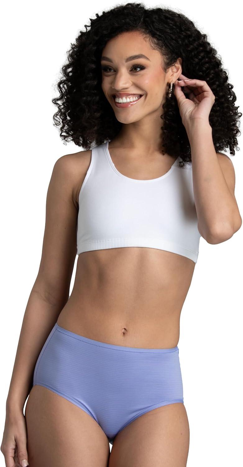 imageFruit of the Loom womens Breathable Underwear Moisture Wicking Keeps You Cool amp Comfortable Available in Plus SizeCooling Stripes Brief 6 Pack Colors May Vary