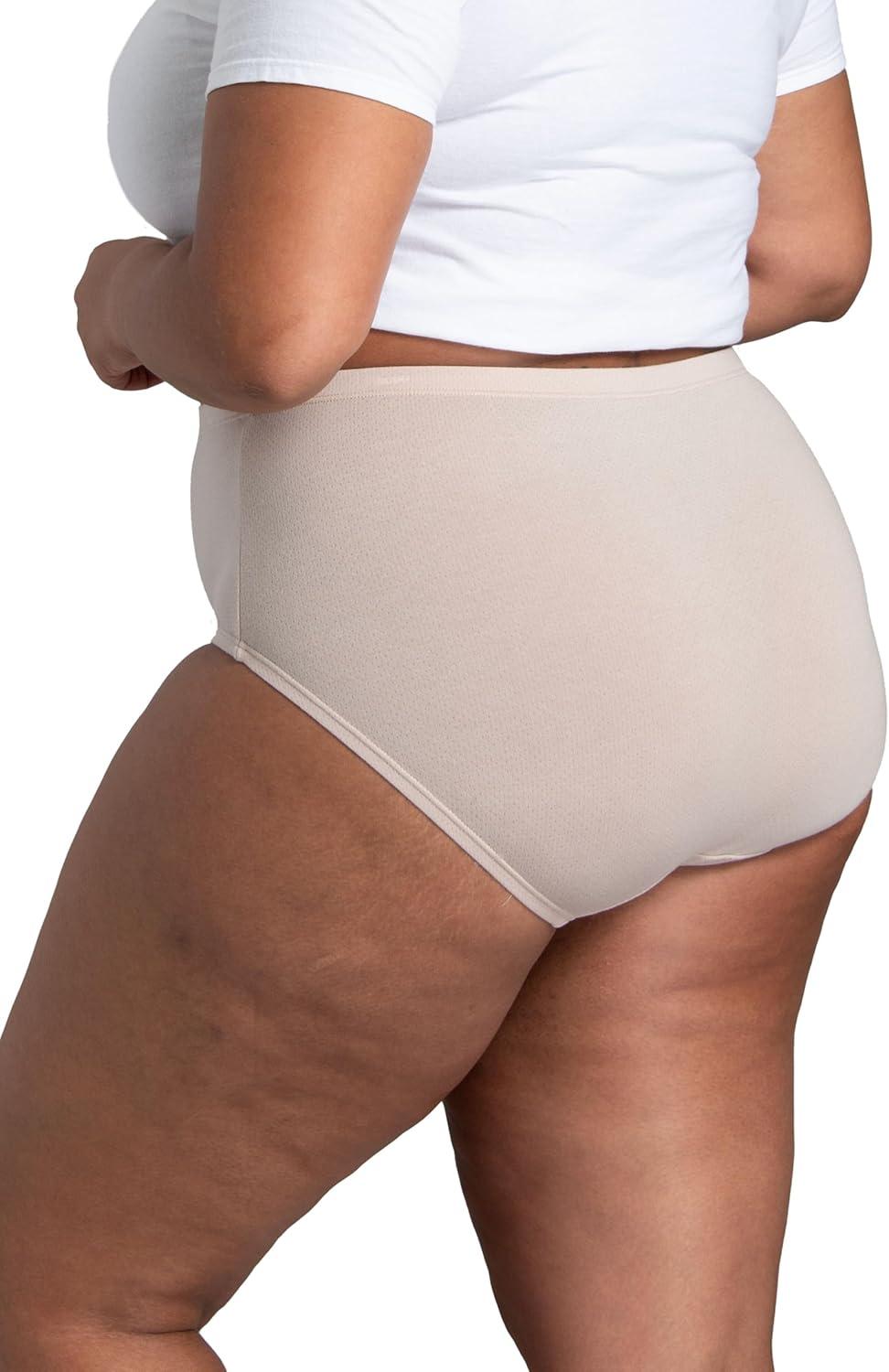 imageFruit of the Loom womens Breathable Underwear Moisture Wicking Keeps You Cool amp Comfortable Available in Plus SizeCotton Mesh Plus Size Brief 10 Pack PinkCreamBlue