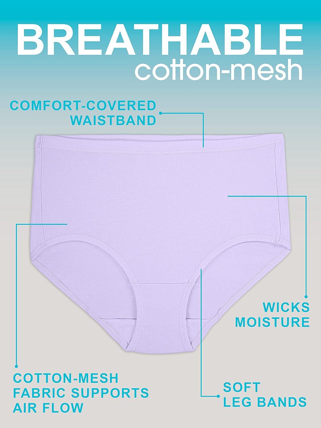 imageFruit of the Loom womens Breathable Underwear Moisture Wicking Keeps You Cool amp Comfortable Available in Plus SizeCotton Mesh Plus Size Brief 10 Pack PinkCreamBlue