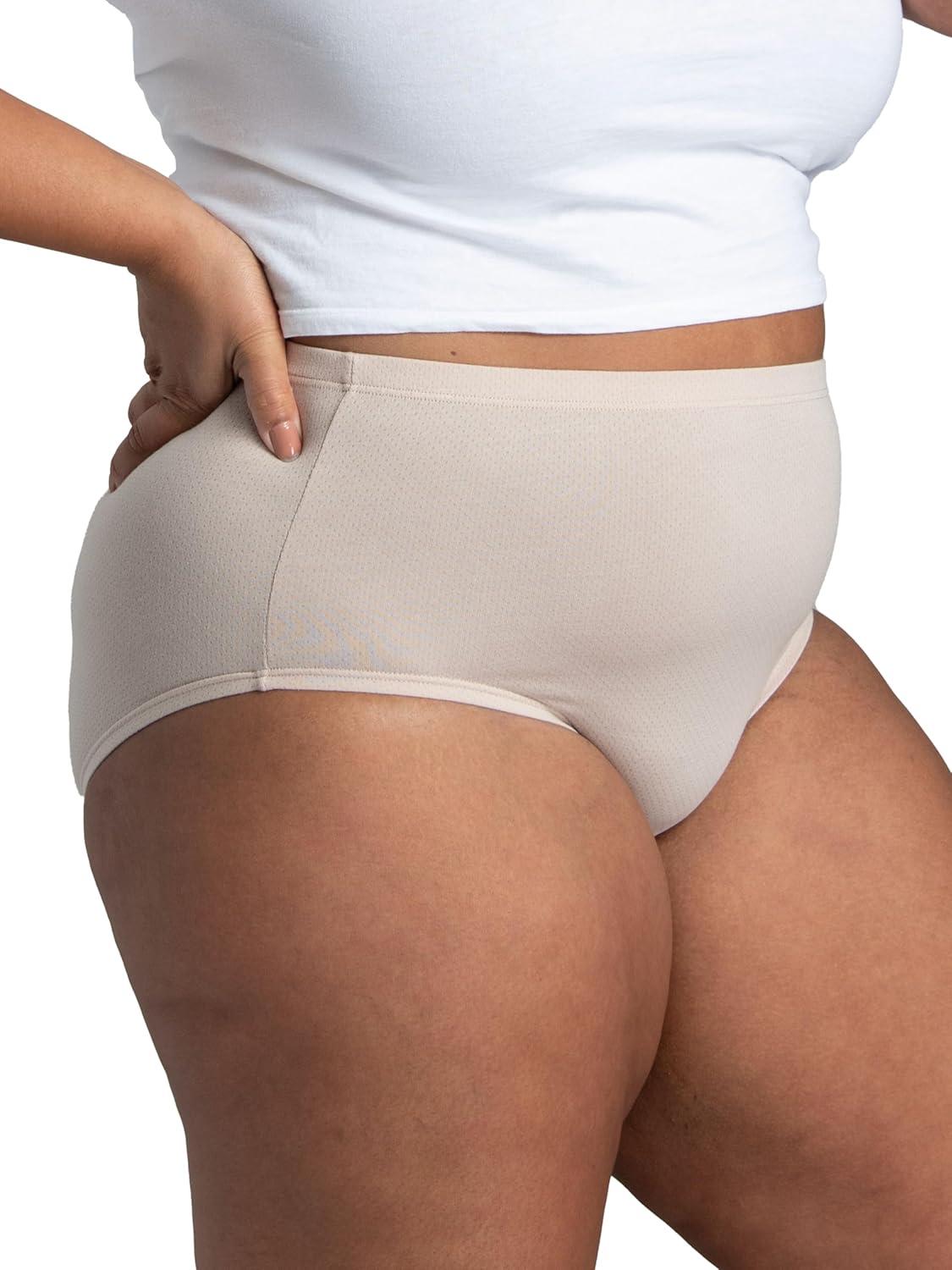 imageFruit of the Loom womens Breathable Underwear Moisture Wicking Keeps You Cool amp Comfortable Available in Plus SizeCotton Mesh Plus Size Brief 10 Pack PinkCreamBlue