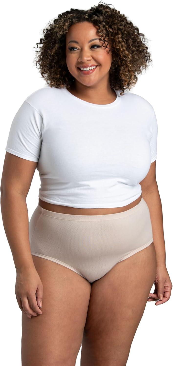 imageFruit of the Loom womens Breathable Underwear Moisture Wicking Keeps You Cool amp Comfortable Available in Plus SizeCotton Mesh Plus Size Brief 10 Pack PinkCreamBlue