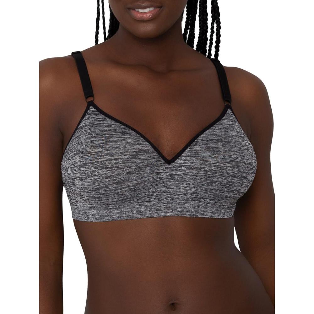 imageFruit of The Loom Womens 2Pack Seamless WireFree PushUp Bra  Soft Comfortable amp SupportiveCharcoal Heather