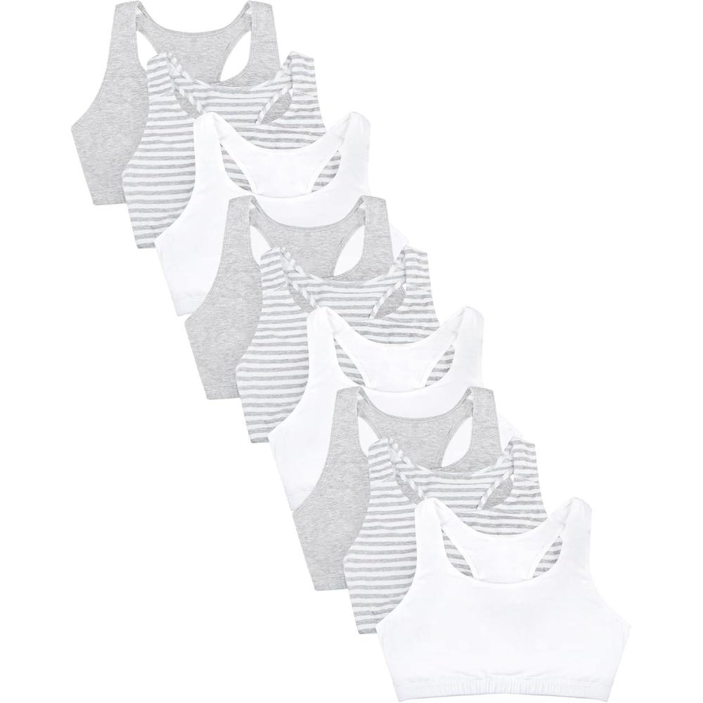 imageFruit of The Loom Womens MultiPack Tank Top Style Sports BraSkinny StripWhiteGrey Heather