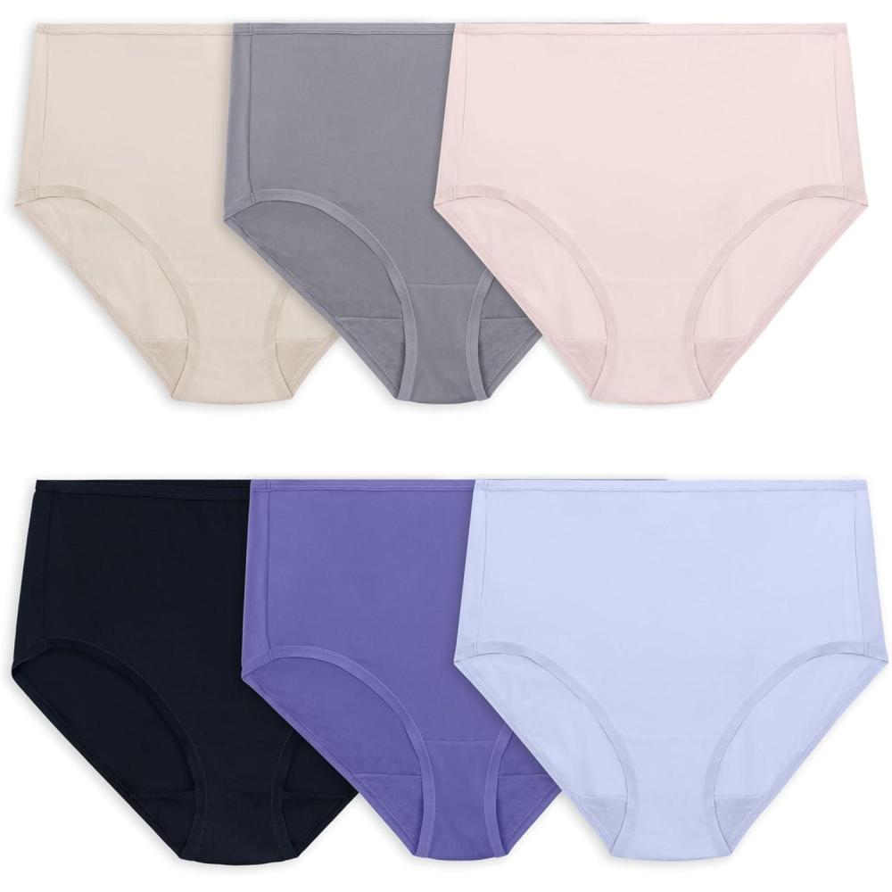 imageFruit of the Loom Womens Lightweight Microfiber Underwear Smooth Under Clothes Available in Plus SizeBrief  6 Pack  Colors May Vary