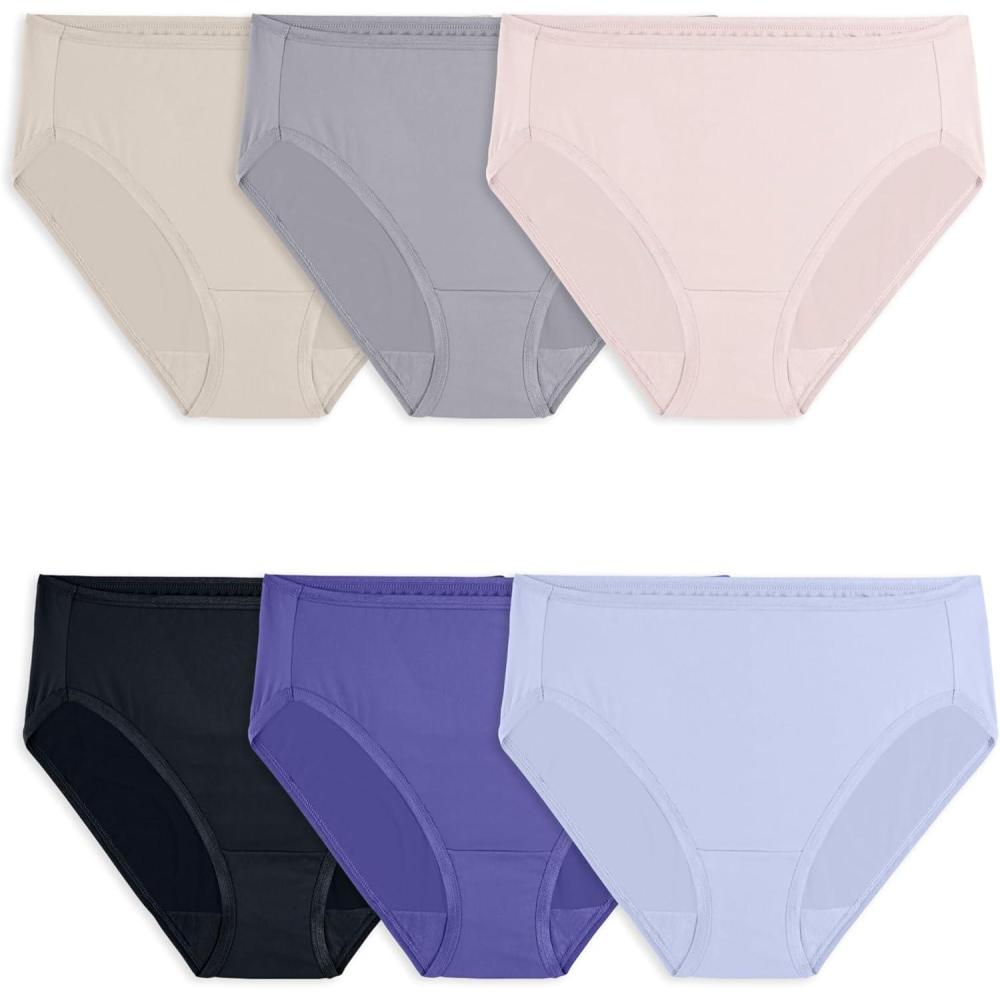imageFruit of the Loom Womens Lightweight Microfiber Underwear Smooth Under Clothes Available in Plus SizeHi Cut  6 Pack  Colors May Vary