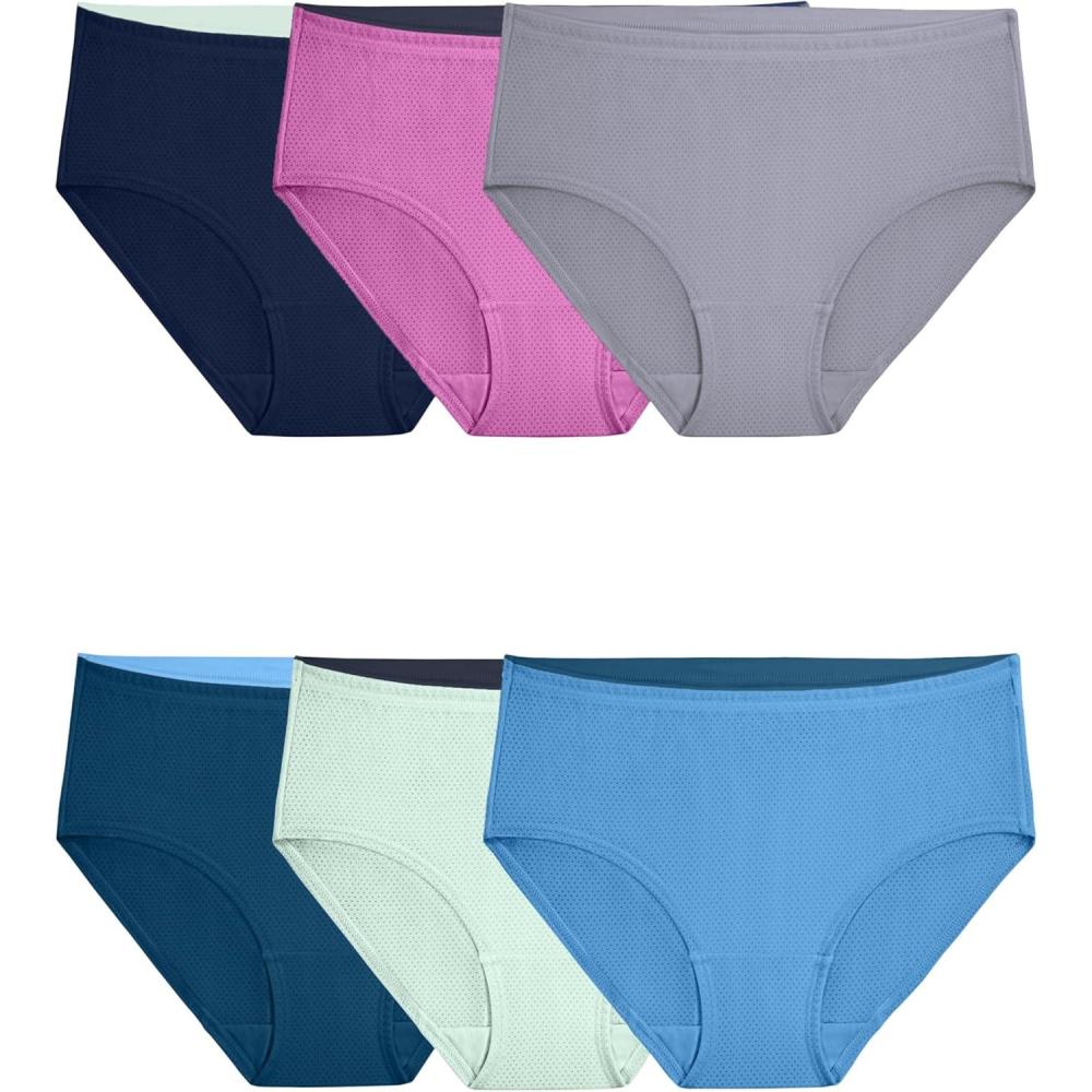 imageFruit of the Loom womens Breathable Underwear Moisture Wicking Keeps You Cool amp Comfortable Available in Plus SizeMicro Mesh  Low Rise Brief  6 Pack  Colors May Vary