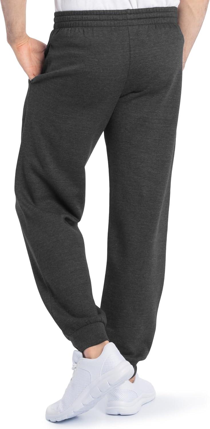 imageFruit of The Loom Eversoft Fleece Joggers with Pockets Relaxed Fit Moisture Wicking Breathable Tapered SweatpantsCotton Blend Black Heather