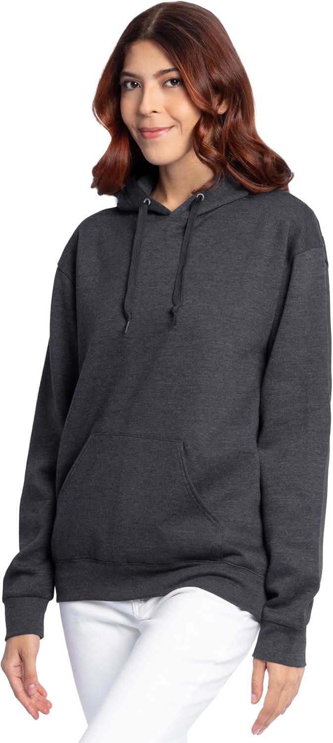 imageFruit of the Loom Mens Eversoft Fleece Pullover Hooded Sweatshirt Moisture Wicking amp BreathableBlack Heather Pullover