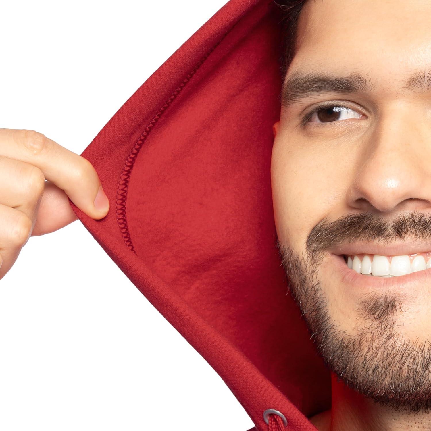 imageFruit of the Loom Mens Eversoft Fleece Pullover Hooded Sweatshirt Moisture Wicking amp BreathableRed Pullover