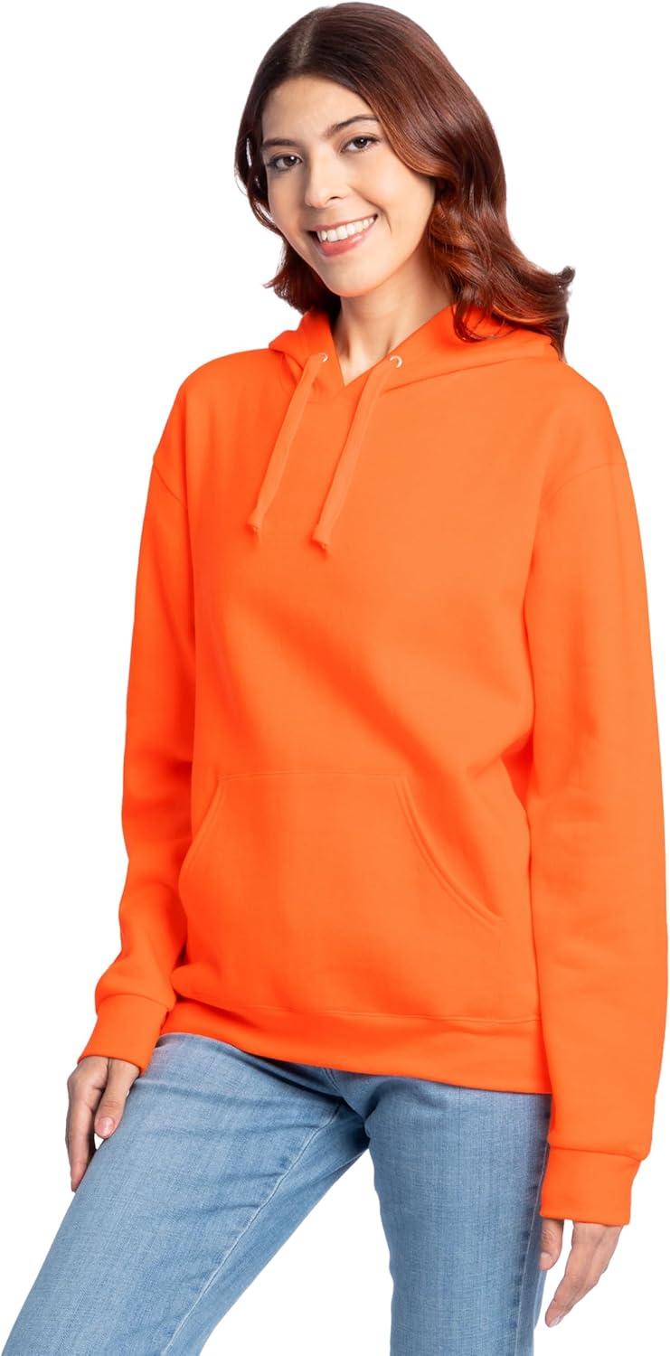 imageFruit of the Loom Mens Eversoft Fleece Pullover Hooded Sweatshirt Moisture Wicking amp BreathableSafety Orange Pullover