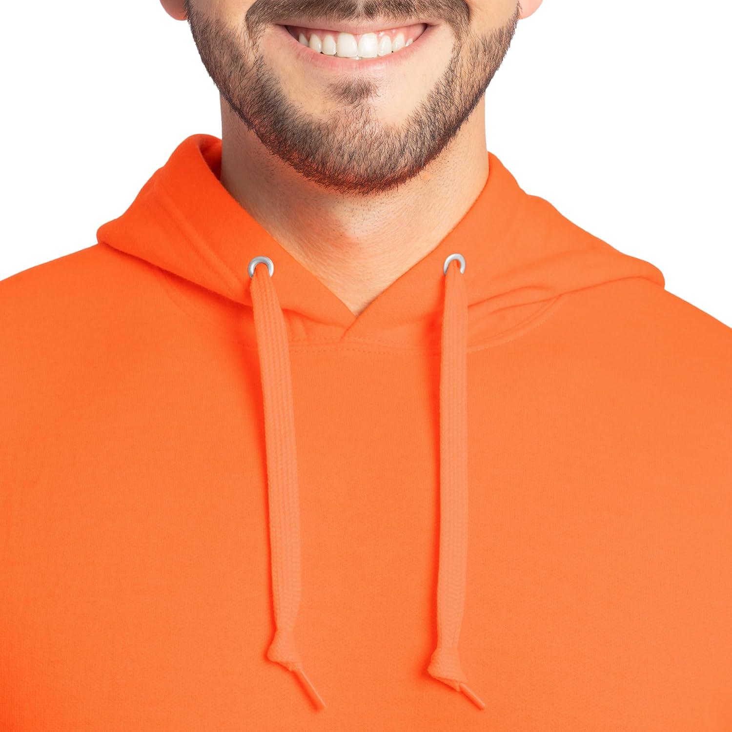 imageFruit of the Loom Mens Eversoft Fleece Pullover Hooded Sweatshirt Moisture Wicking amp BreathableSafety Orange Pullover