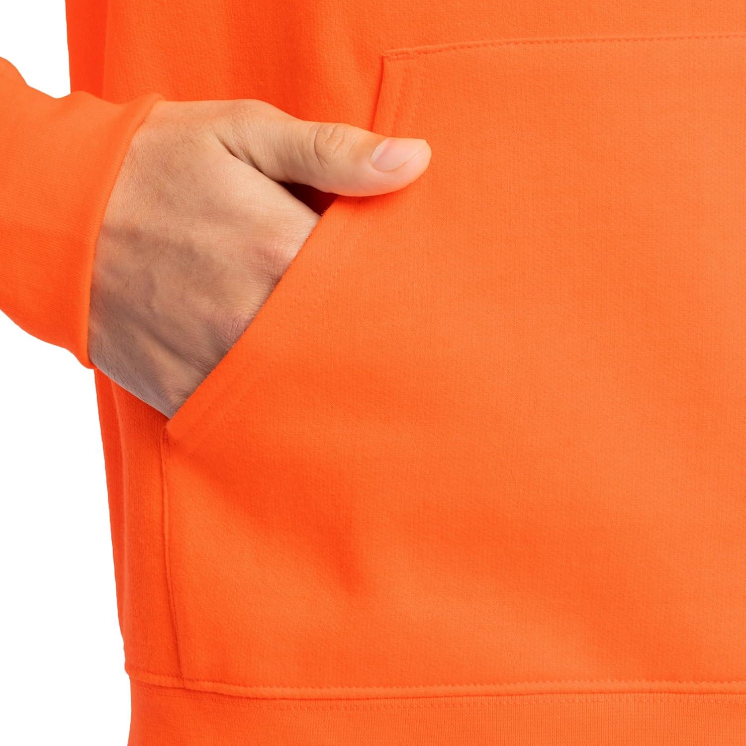 imageFruit of the Loom Mens Eversoft Fleece Pullover Hooded Sweatshirt Moisture Wicking amp BreathableSafety Orange Pullover